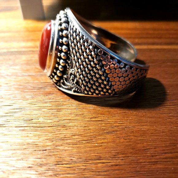 Vintage Sterling Silver Carnelian Bracelet - Picture 15 of 15